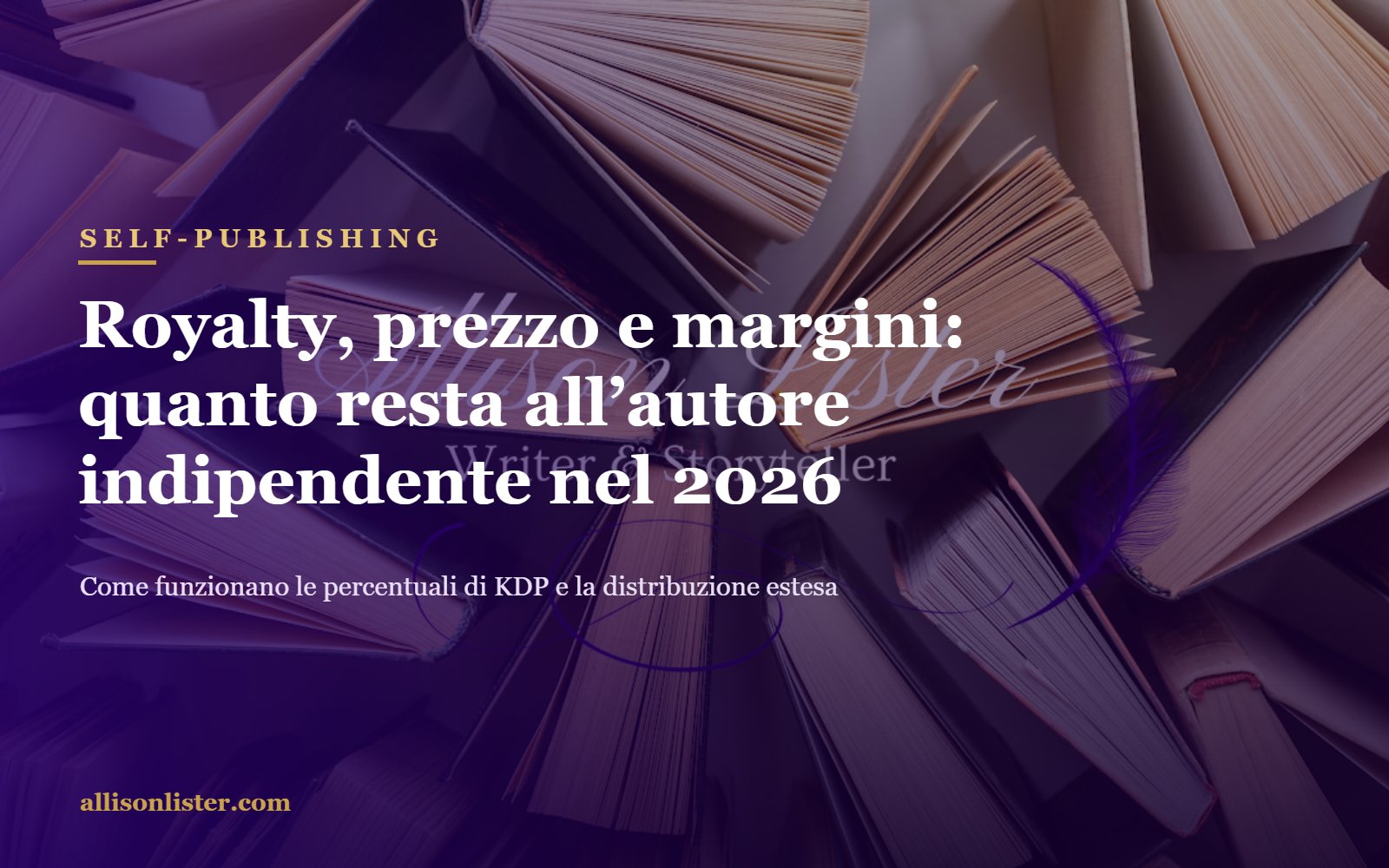 Royalty, prezzo e margini nel self-publishing 2026 – libri visti dall'alto